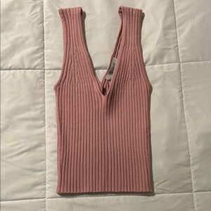 Pink Ribbed Knit Tank Top